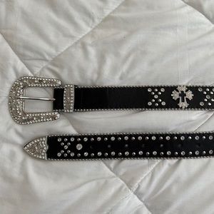 black rhinestone bedazzled cross belt
